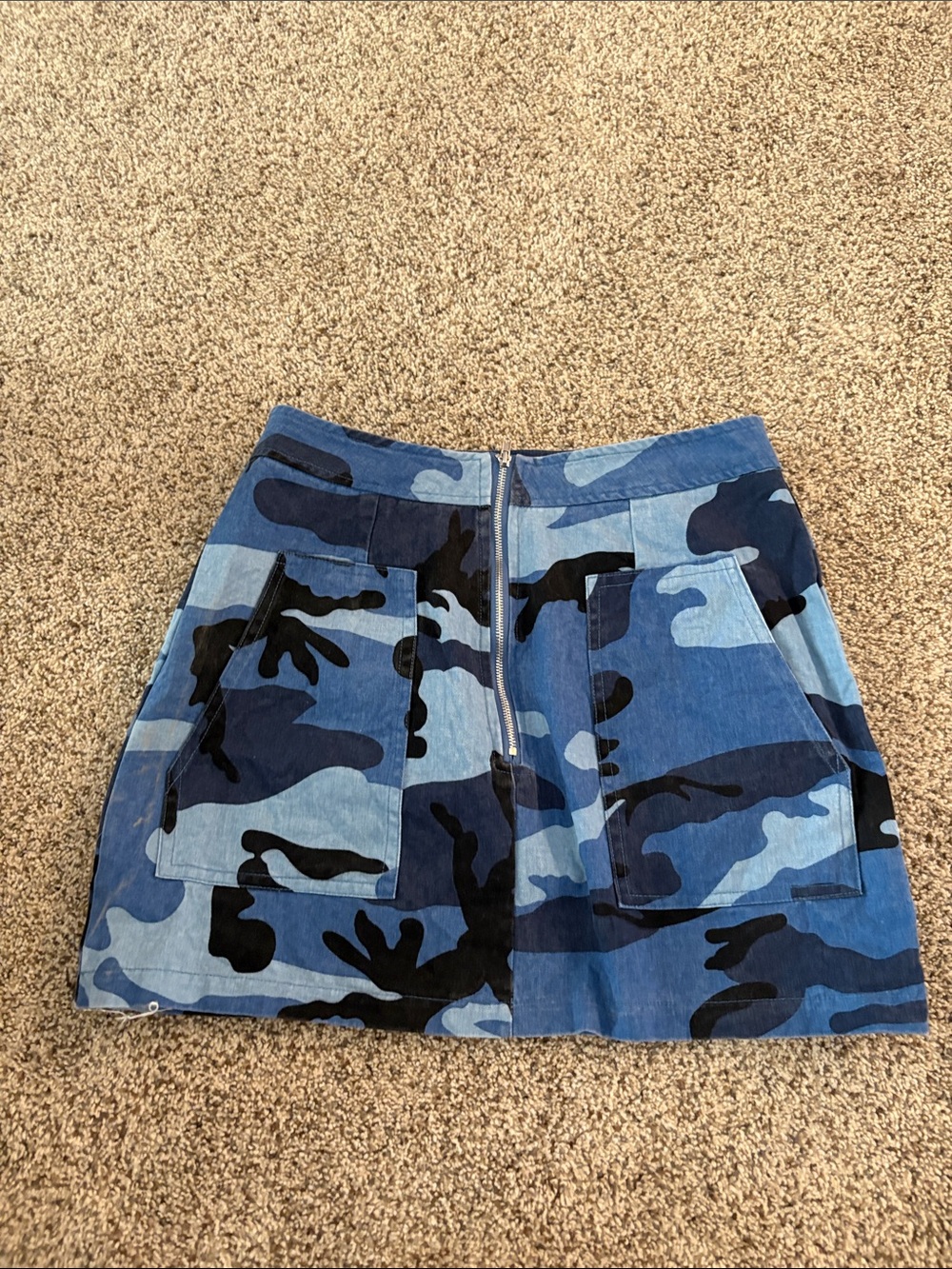 superdown Blue Camo Denim Mini Skirt